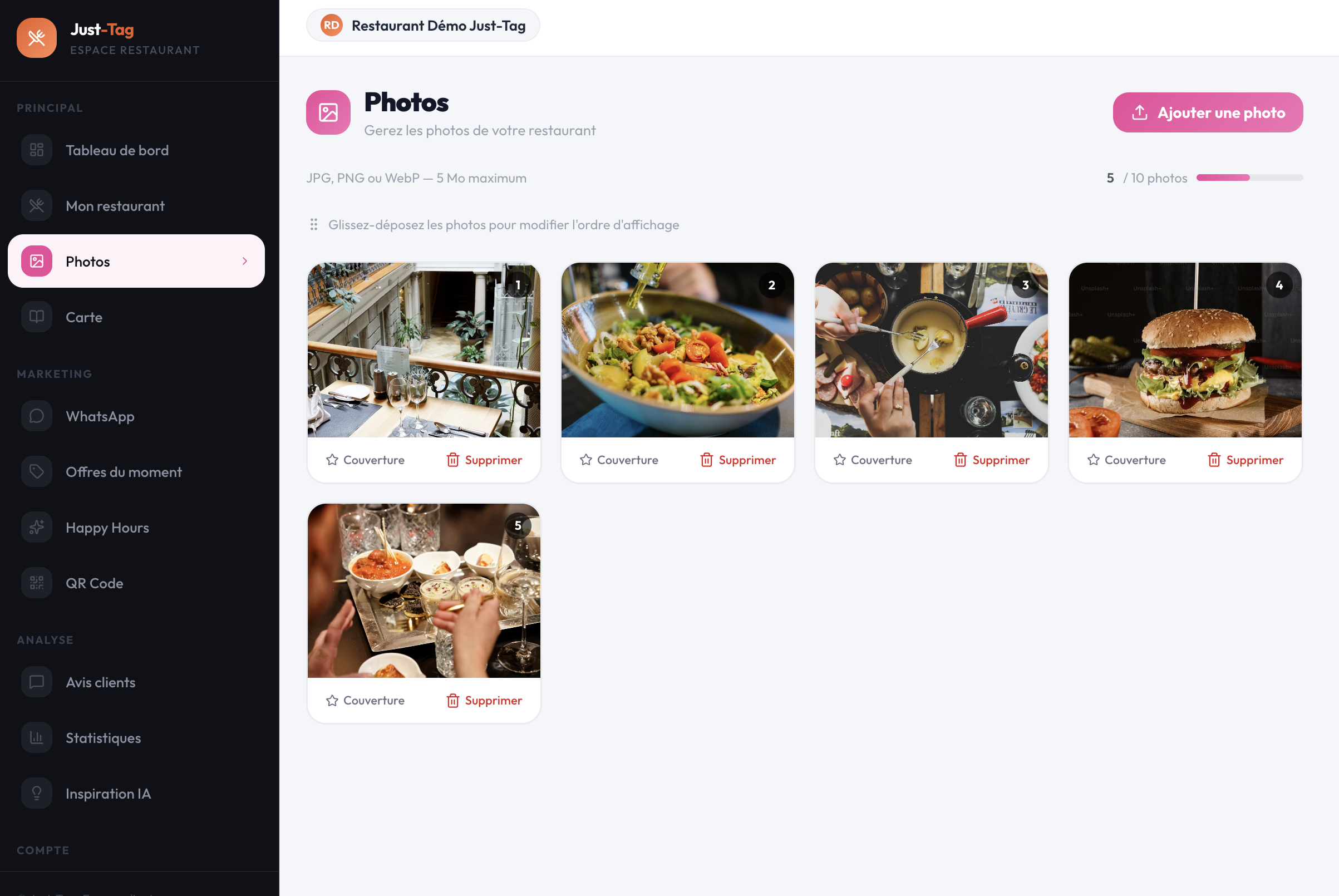 Gestion des photos